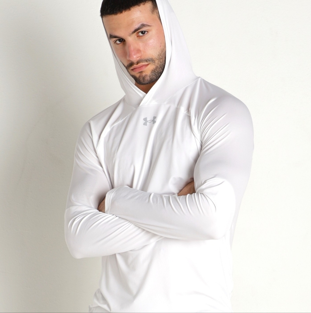 UNDER ARMOUR TEAM KNOCKOUT LONG SLEEVE WHITE HOODIE, XL NWOT